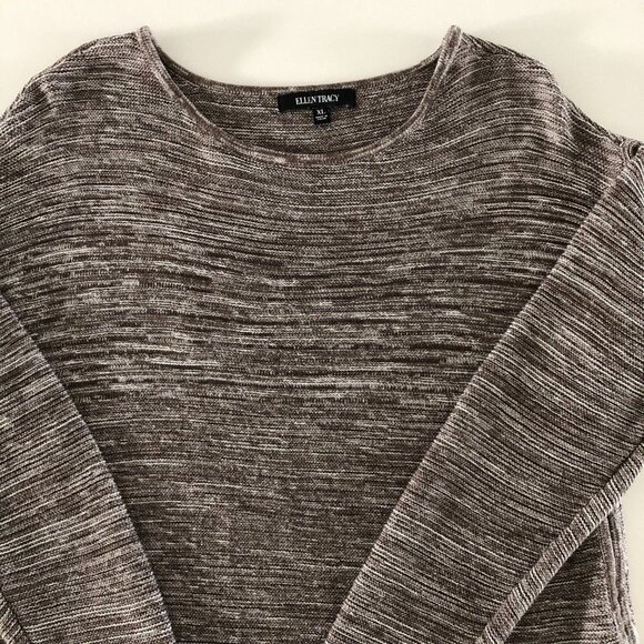 Ellen Tracy Casual Lg Slv Scoop Neck Cotton/Acrylic Sweater Cocoa + Ivory Sz XL - Picture 3 of 11